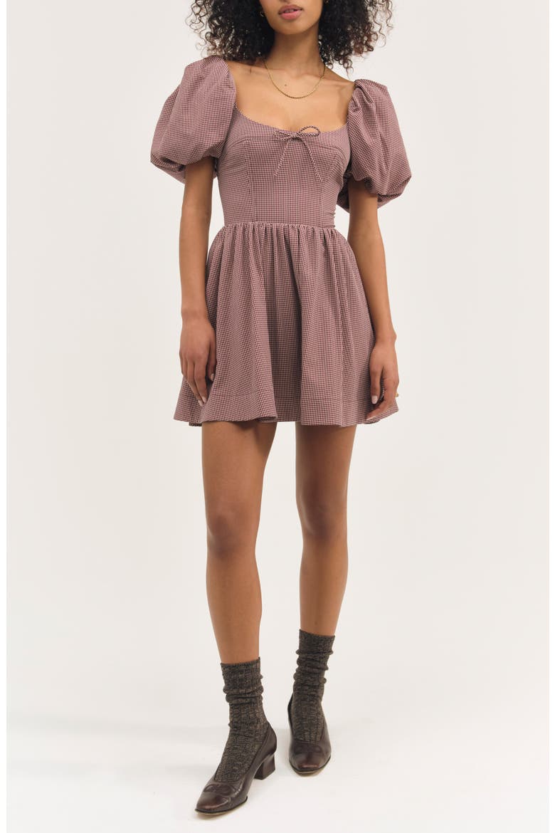 Florence Plaid Minidress, Main, color, BURGUNDY