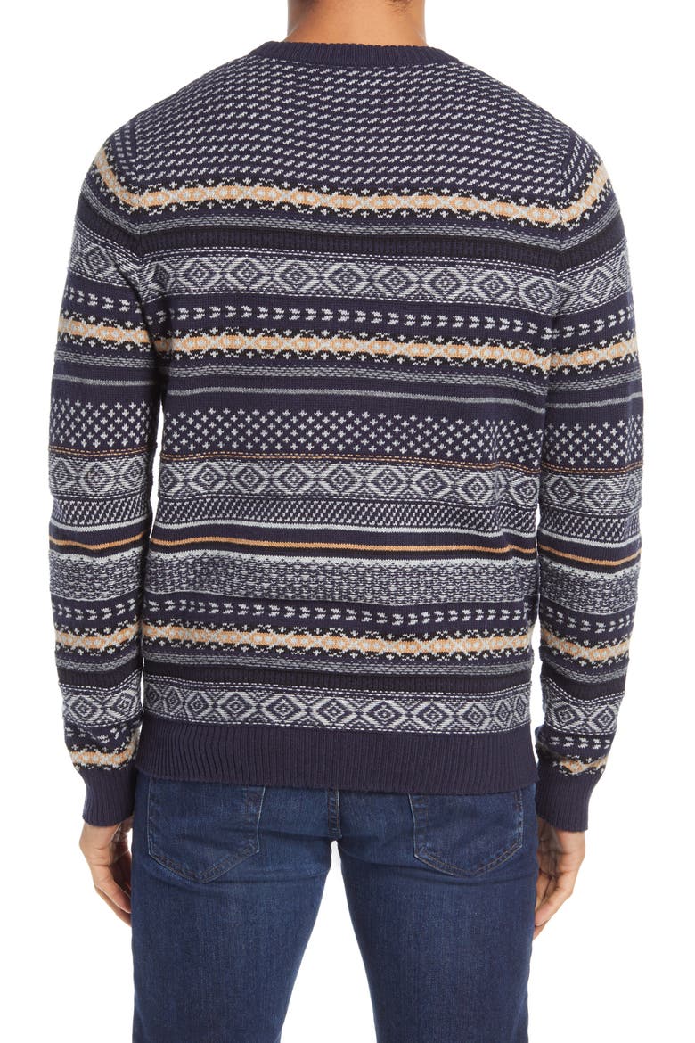 Fair Isle Crewneck Sweater, Alternate, color, NAVY JACQUARD