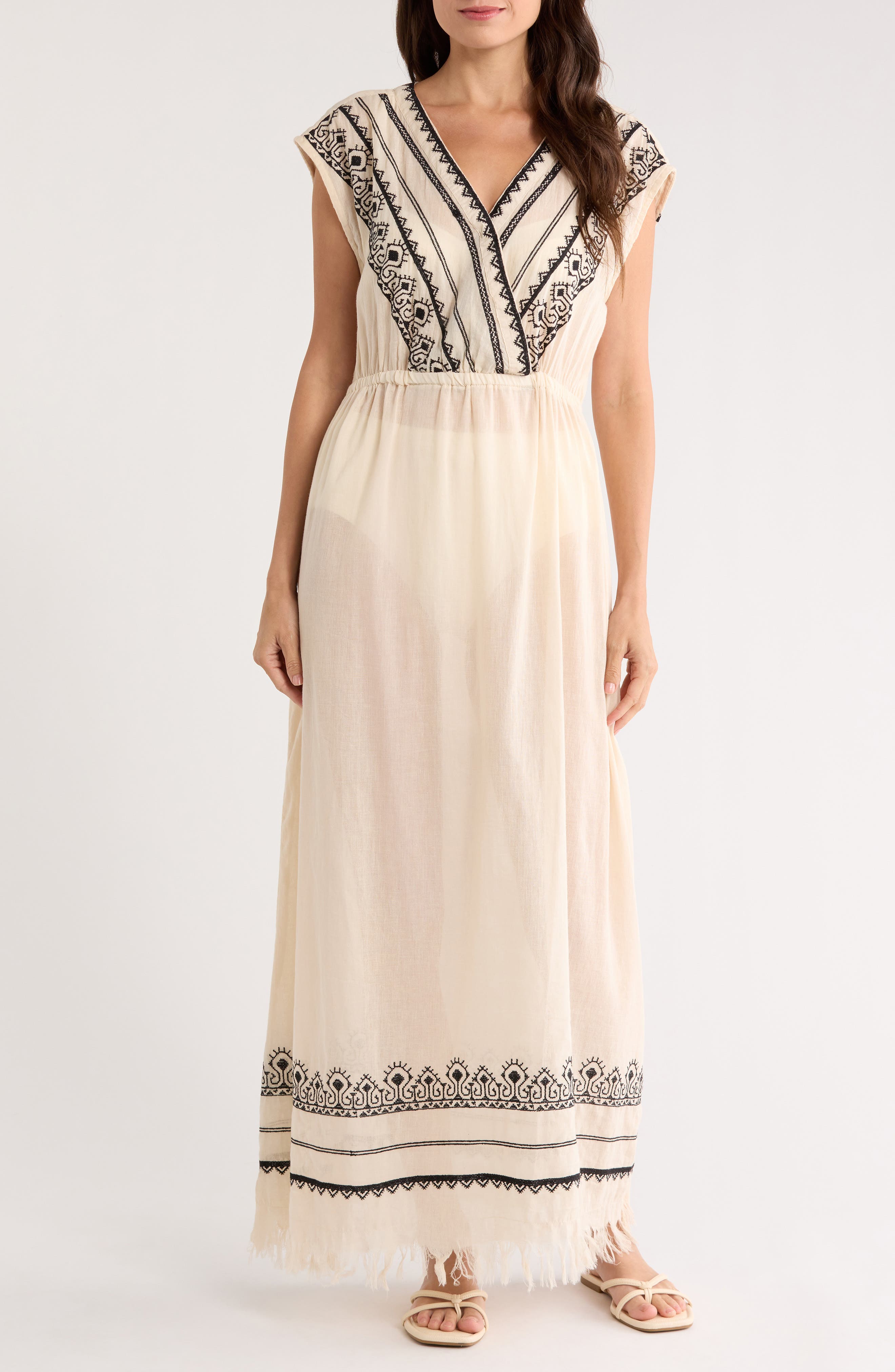 Elan Embroidered Cover-Up Maxi Dress