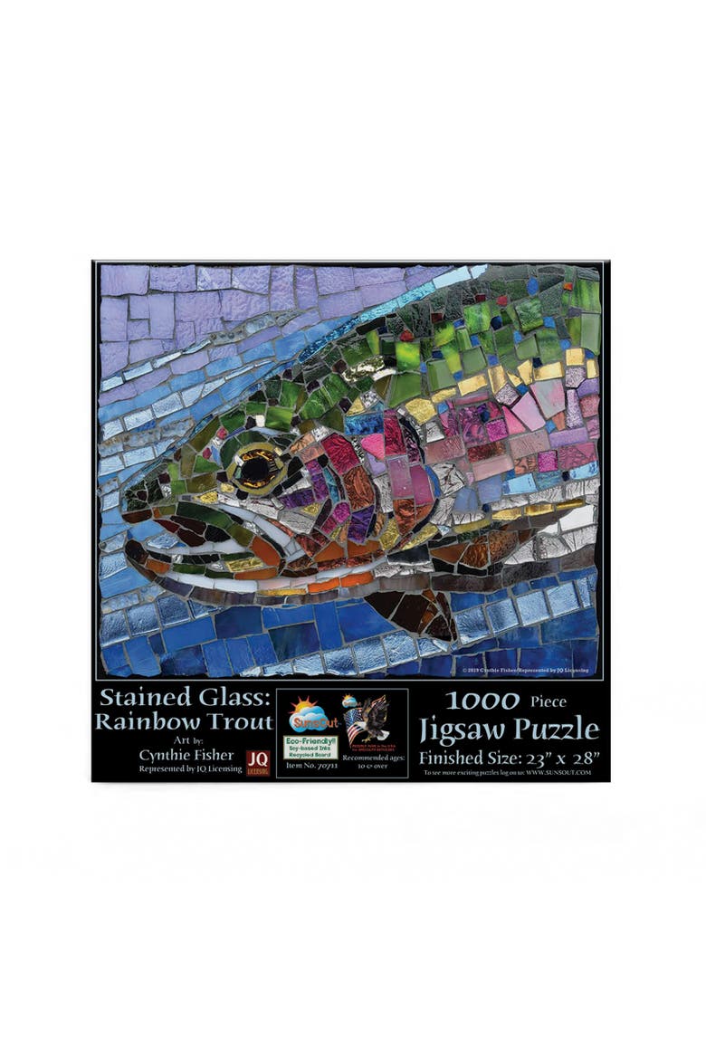 Stained Glass Rainbow Trout 1000 piece Jigsaw Puzzle for Adults, Alternate, color, Multicolor