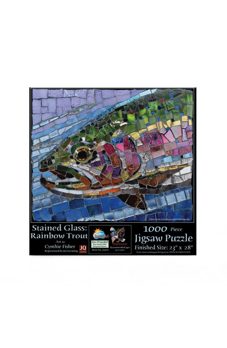Sunsout Stained Glass Rainbow Trout 1000 piece Jigsaw Puzzle for Adults, Alternate, color,