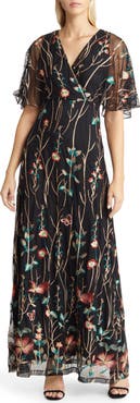 Kiyonna Embroidered Elegance Evening Gown with Sleeves