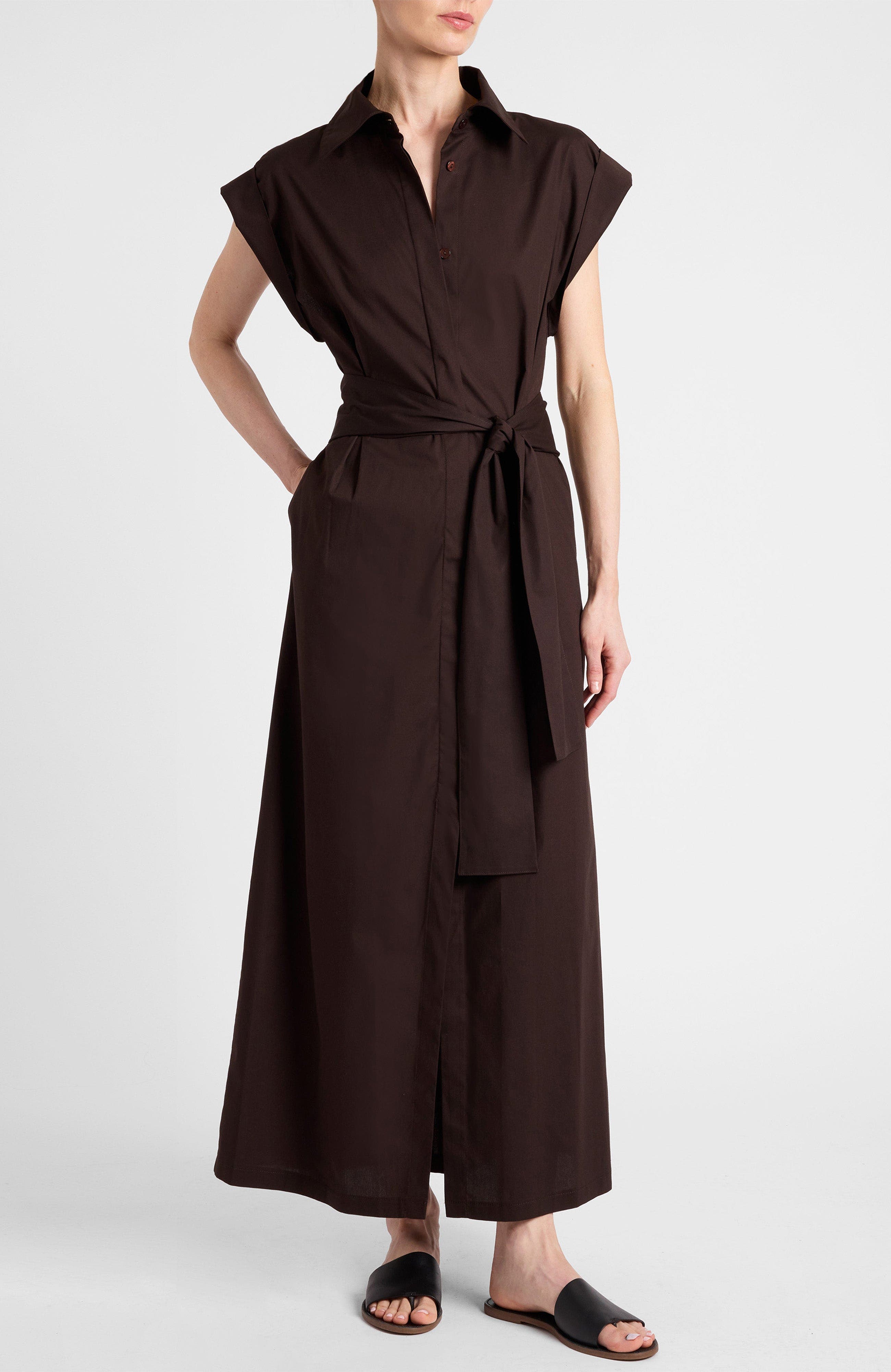 Nisa Cap Sleeve Poplin Shirt Dress - image 4