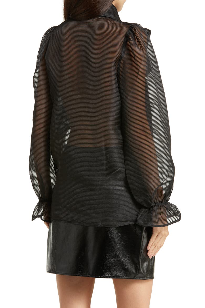 Erina Bow Button-Up Blouse, Alternate, color, 999 BLACK