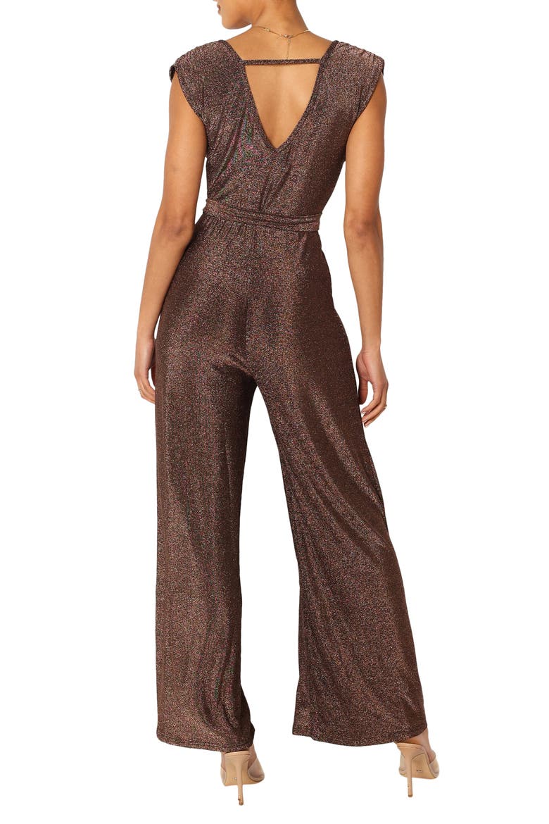 Nora Metallic Wide Leg Jumpsuit, Alternate, color, CHOCOLATE