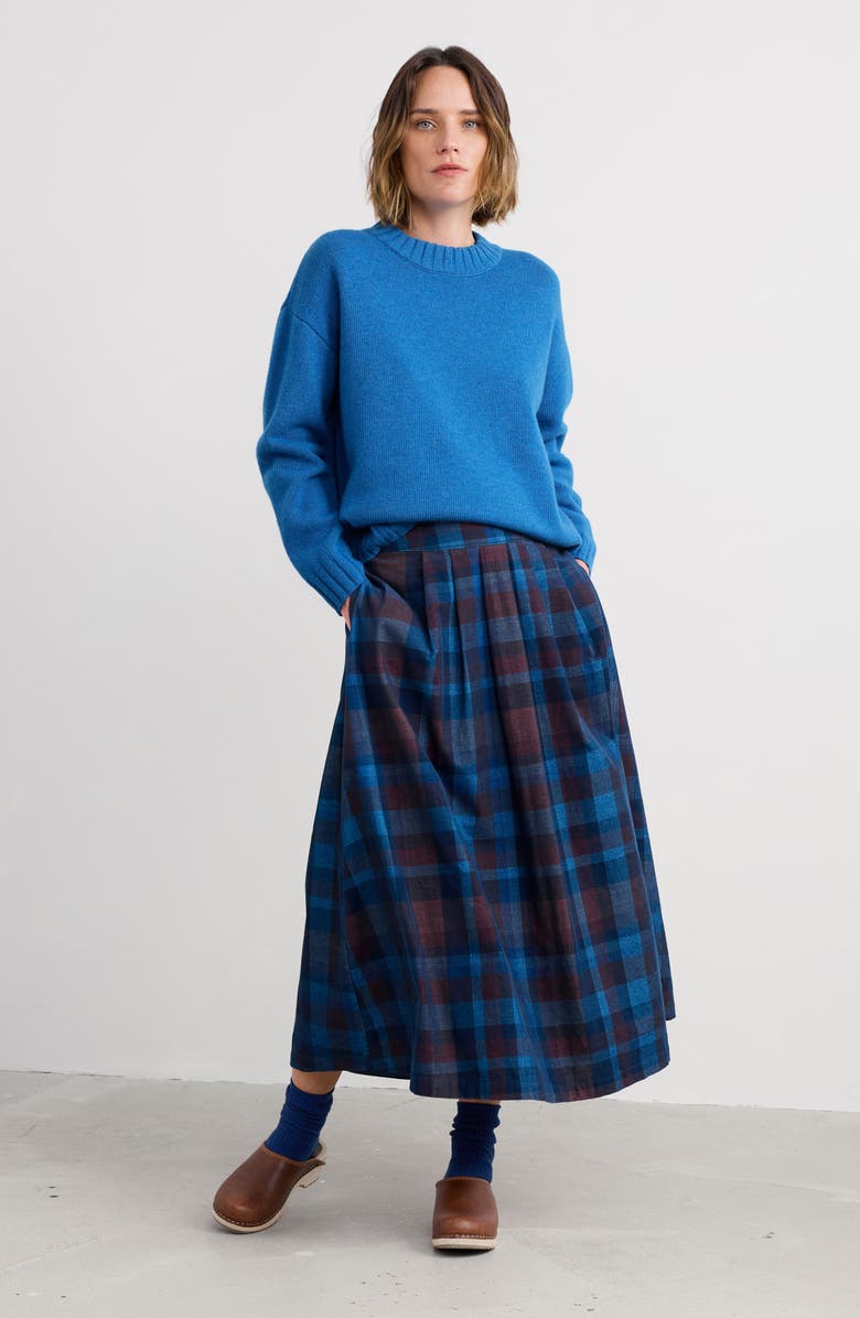 Seasalt Cornwall Day Dream Check Organic Cotton Corduroy Skirt, Alternate, color, Honesty Sea Cave