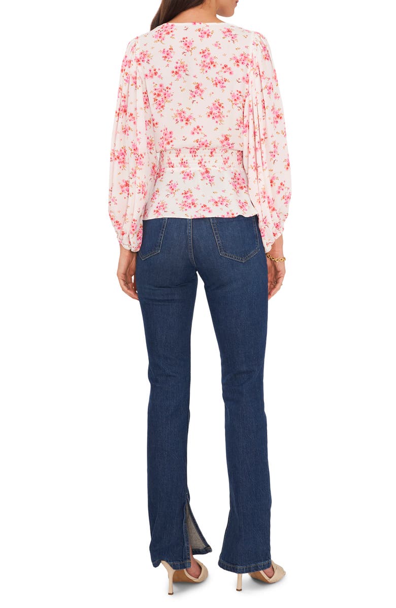 Vince Camuto Romantic Bloom Smocked Peplum Blouse, Alternate, color, 