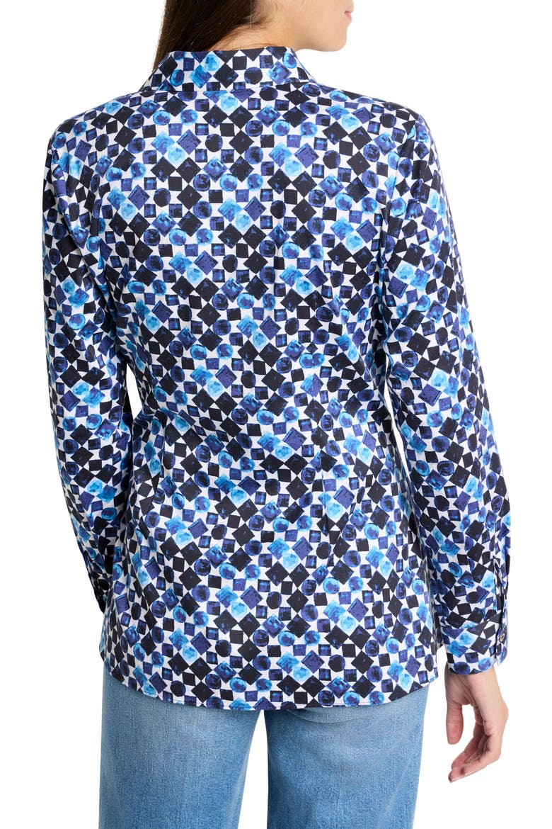 Baubles Side Tie Stretch Cotton Shirt, Alternate, color, BLUE MULTI