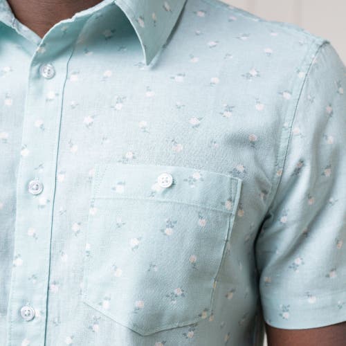 Hope & Henry Linen Short Sleeve Button Down Shirt In Tea Room Floral
