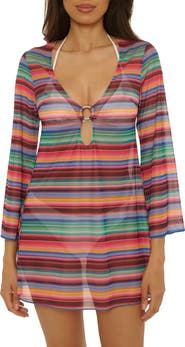 Becca Vallarta Long Sleeve Sheer Mesh Cover-Up Tunic