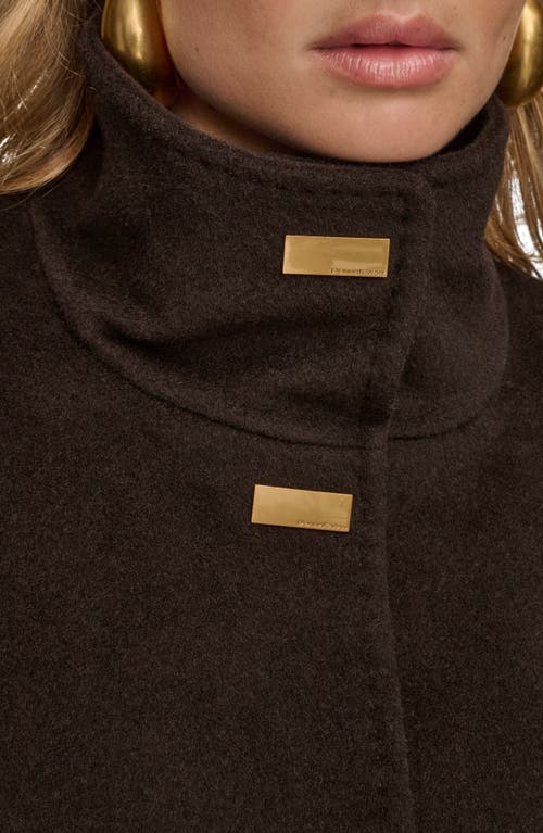 Donna Karan New York Converible Collar Wool Blend Coat In Brown