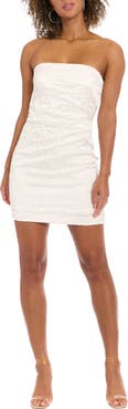 Ivy + Blu Strapless Jacquard Minidress