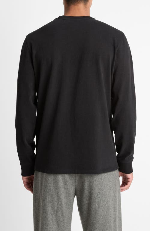 Vince Long Sleeve Sueded Jersey Top In Black