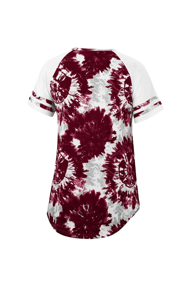 Women's Colosseum Maroon/White Virginia Tech Hokies Annie Oversized Tie-Dye Raglan T-Shirt, Alternate, color, Maroon