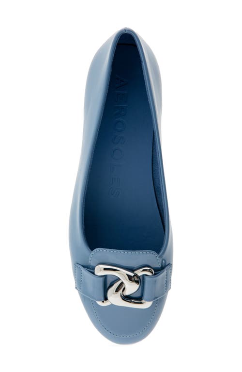 Shop Aerosoles Bell Chain Bit Flat In Blue Jean Patent Faux Leather