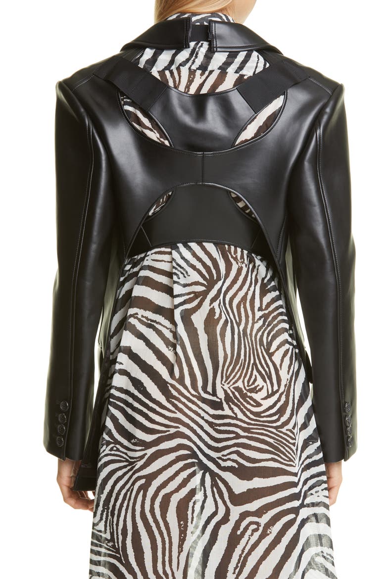 Faux Leather Blazer, Alternate, color, BLACK