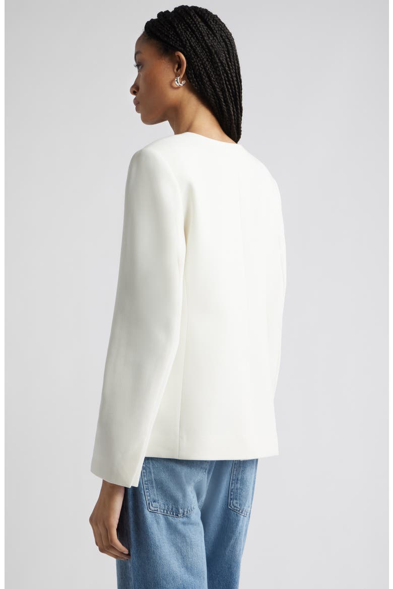 Collarless Twill Blazer, Alternate, color, IVORY TOFU