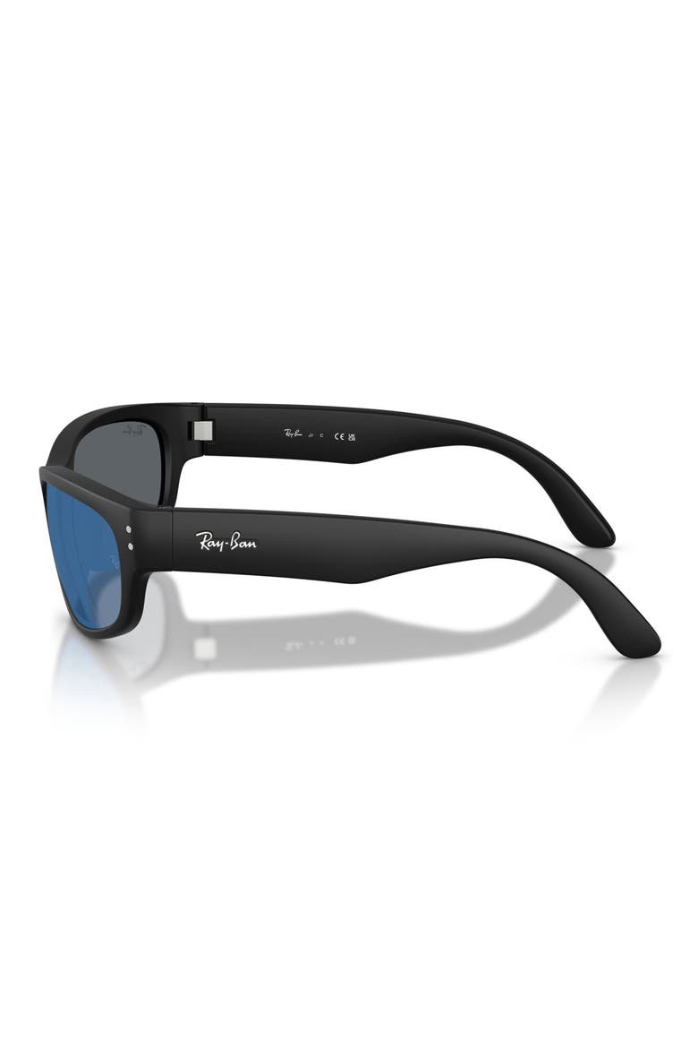 Kids' 55mm Square Sunglasses, Alternate, color, MATTE BLACK / BLUE MIRROR BLUE