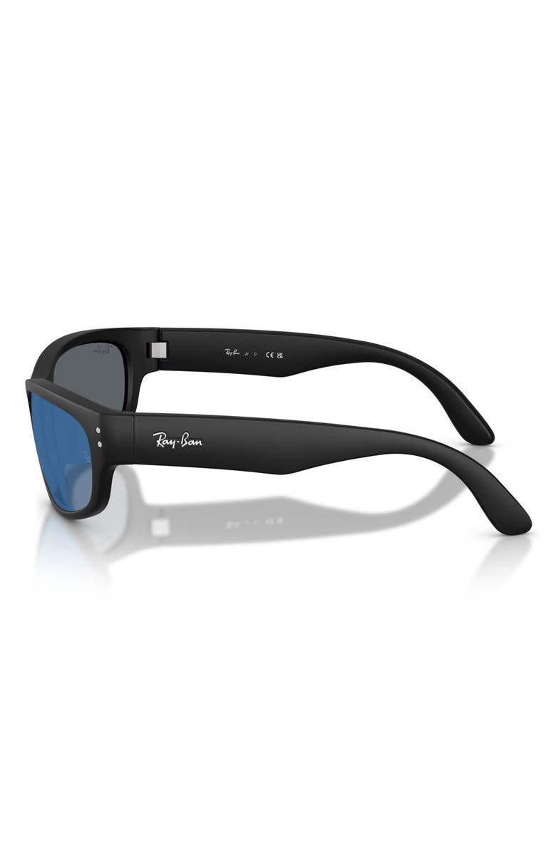 Ray-Ban Kids' 55mm Square Sunglasses, Alternate, color, Matte Black / Blue Mirror Blue
