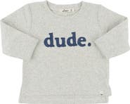 oh baby! "Dude" Denim Applique Raw Edge Baby Rib L/S Tee-Little Kid