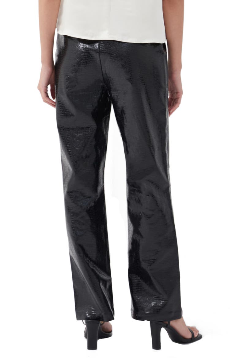 Wilcox Croc Embossed Wide Leg Faux Leather Pants, Alternate, color, BLACK PATENT CROC