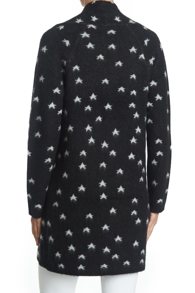 Allyson Star Print Open Cashmere Cardigan, Alternate, color, BLACK/ CHALK