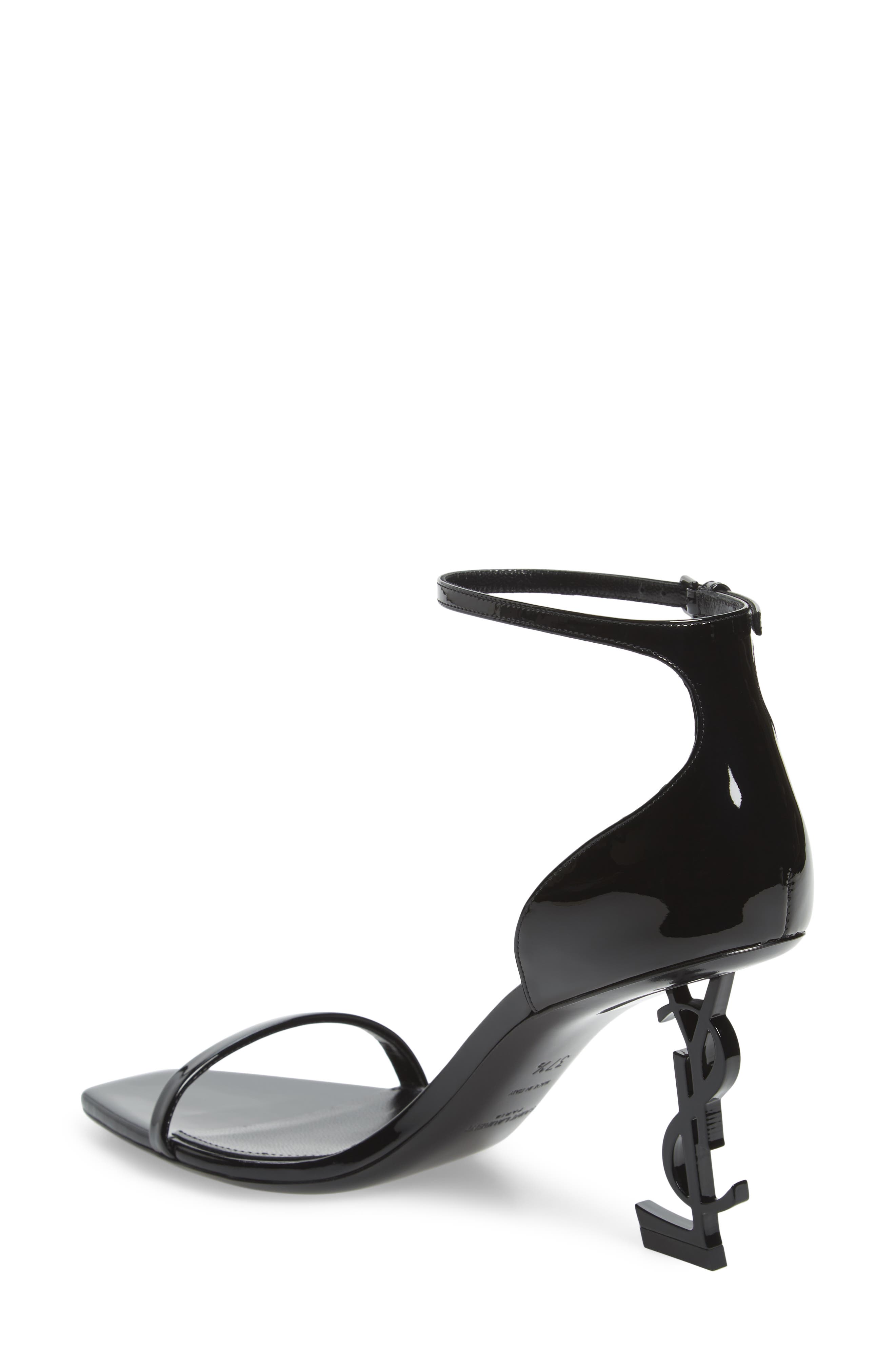 Saint Laurent Opyum Ankle Strap Sandal, Alternate, color, Black Patent