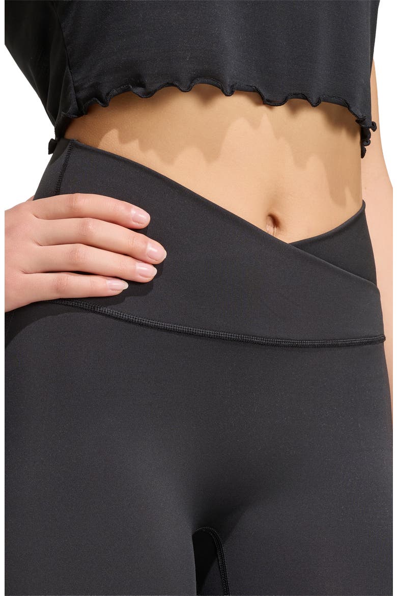 Crossover High Waist Flare Pants, Alternate, color, BLACK