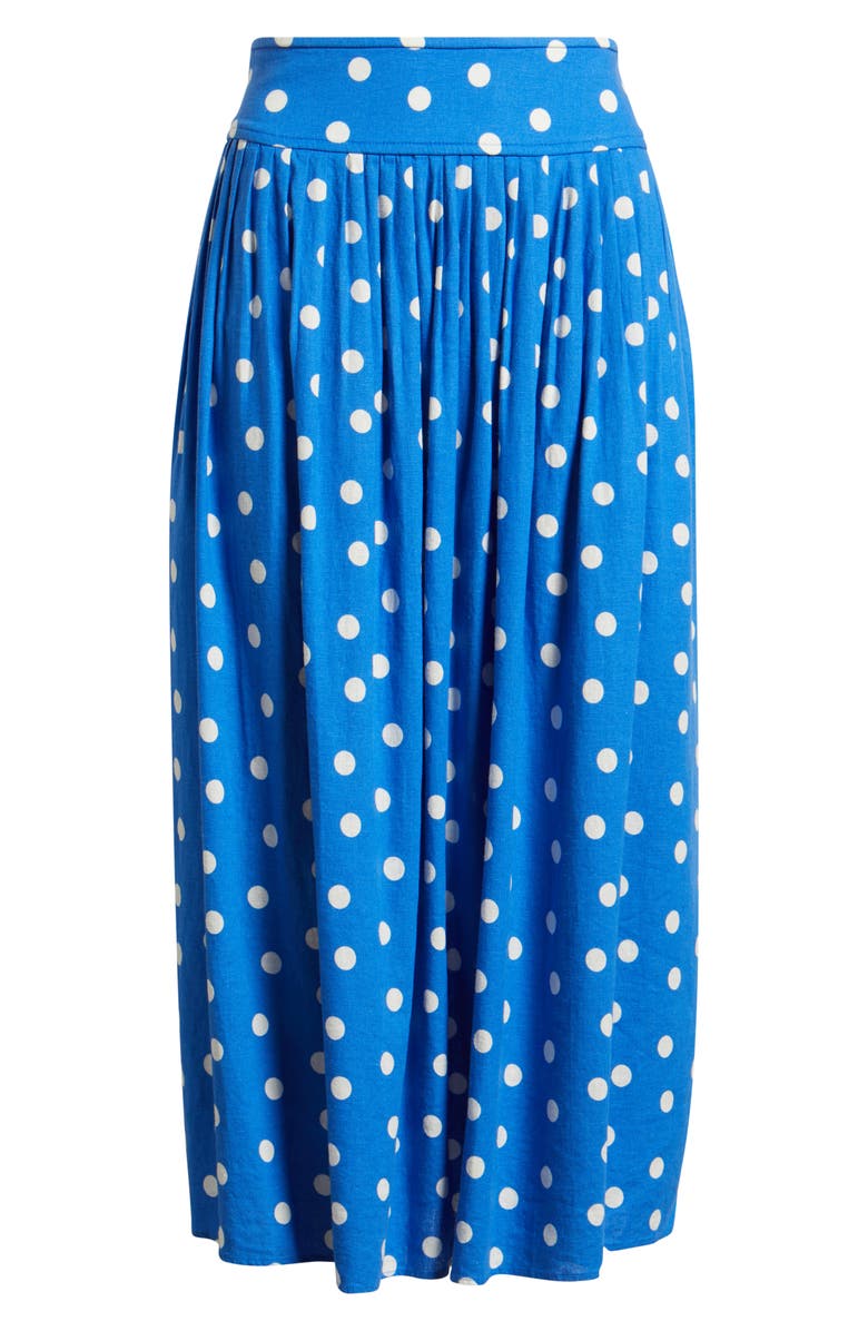 Caslon<sup>®</sup> Pull-On Linen Blend Midi Skirt, Alternate, color, Blue Palace Tulla Dot