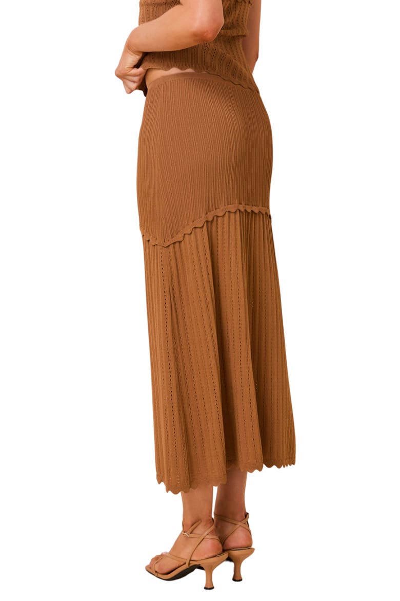 Amara Pointelle Rib Midi Skirt, Alternate, color, CAMEL