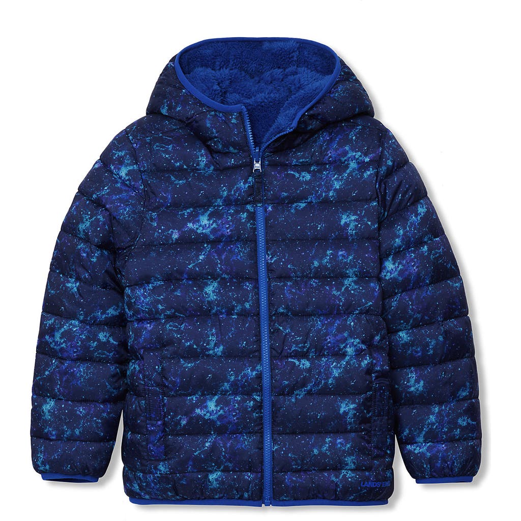 Lands' End Boys Water Resistant Reversible Hooded Jacket In Blue