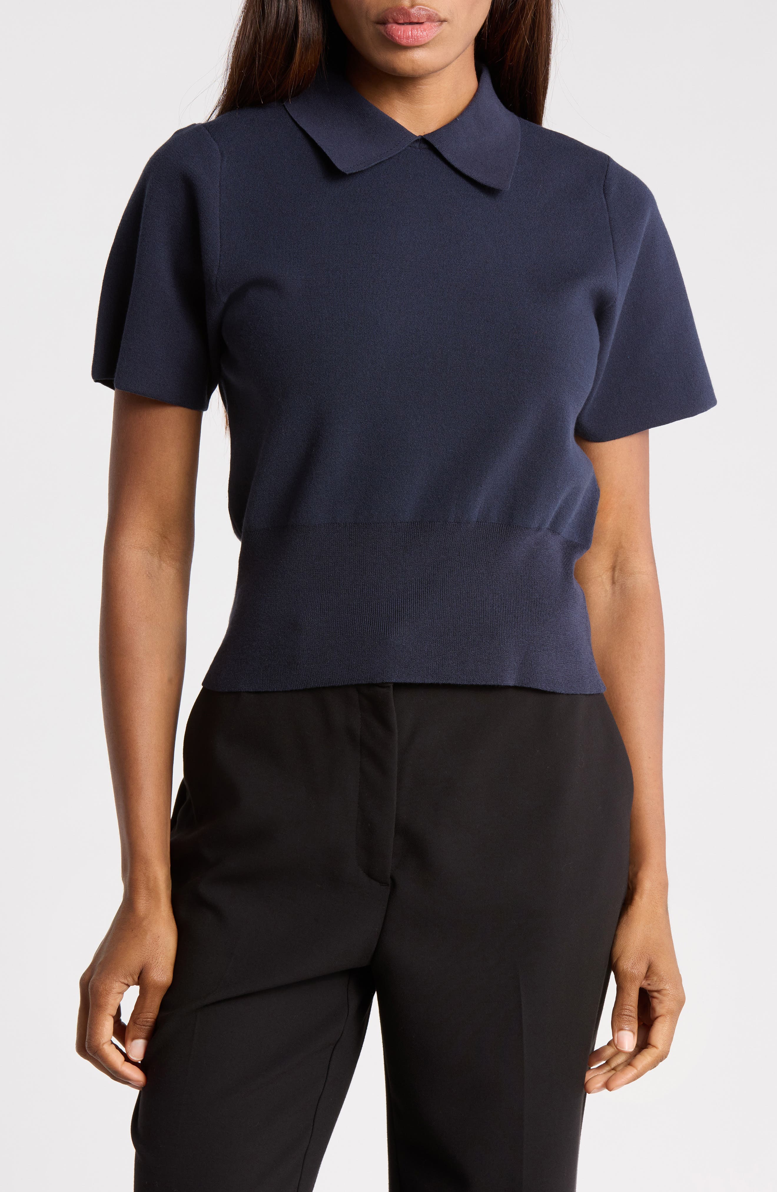 Cotton Blend Crepe Polo