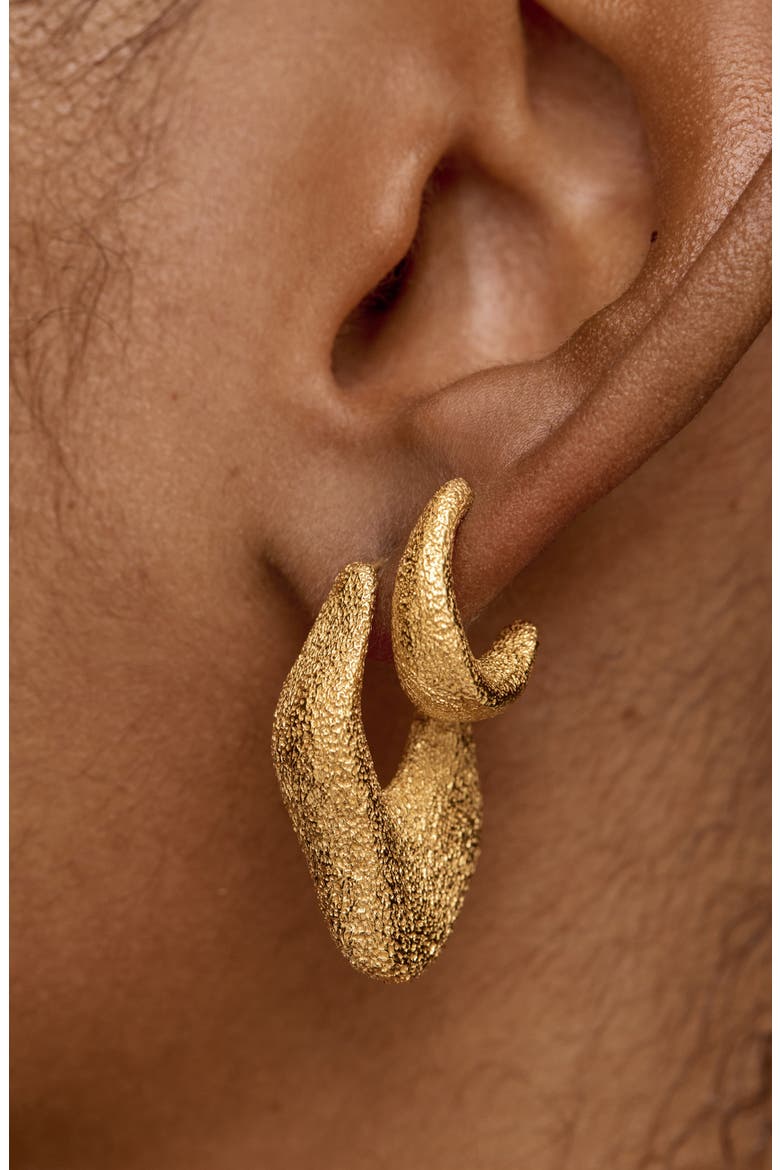 Small Antica Texture Hoop Earrings, Alternate, color, 18CT GOLD VERMEIL