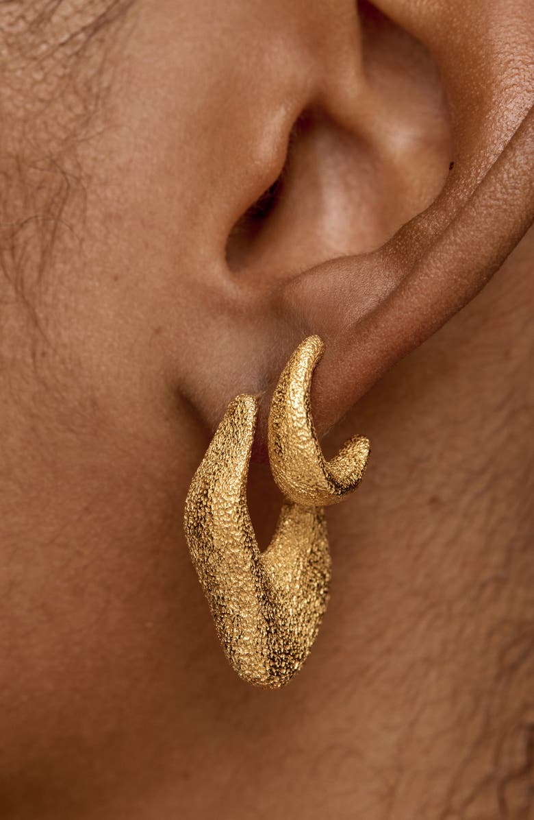 Monica Vinader Small Antica Texture Hoop Earrings, Alternate, color, 18Ct Gold Vermeil