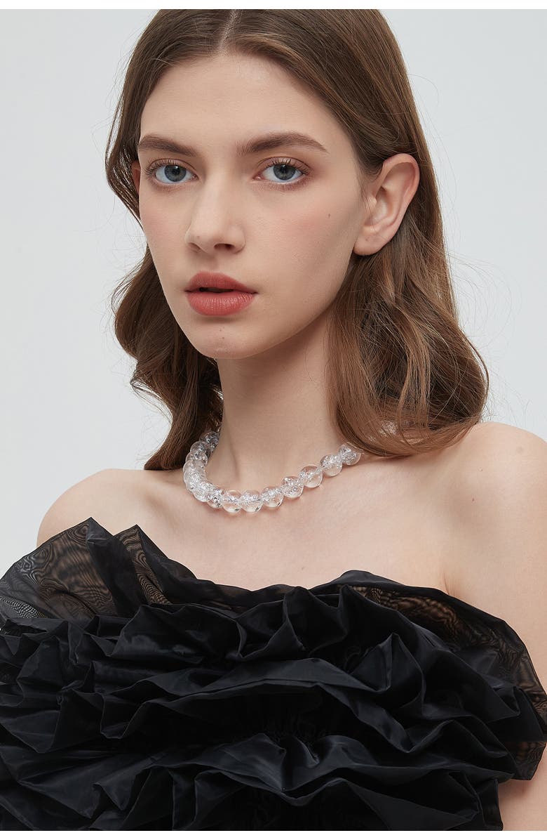 Classicharms Frostnova Azeztulite Clear Phantom Large Crystal Sphere Necklace-14mm, Alternate, color, Gold