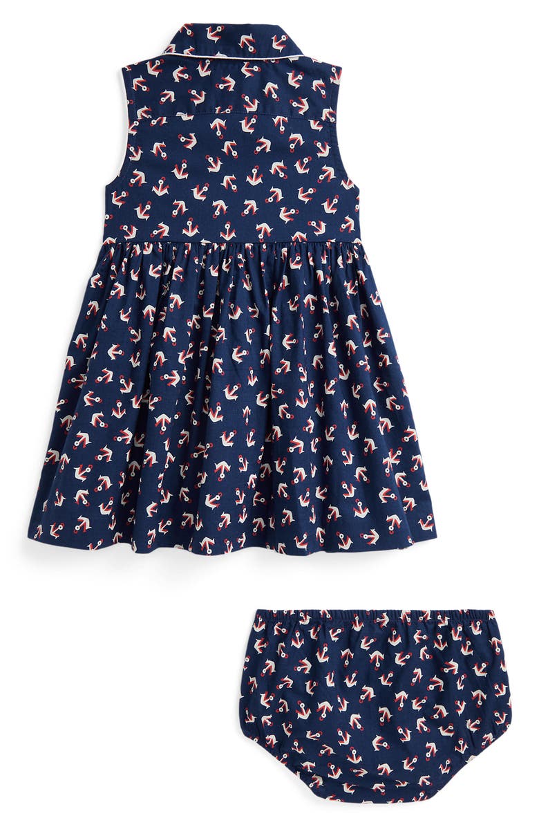 Ralph Lauren Anchor Print Cotton Shirtdress & Bloomers, Alternate, color,