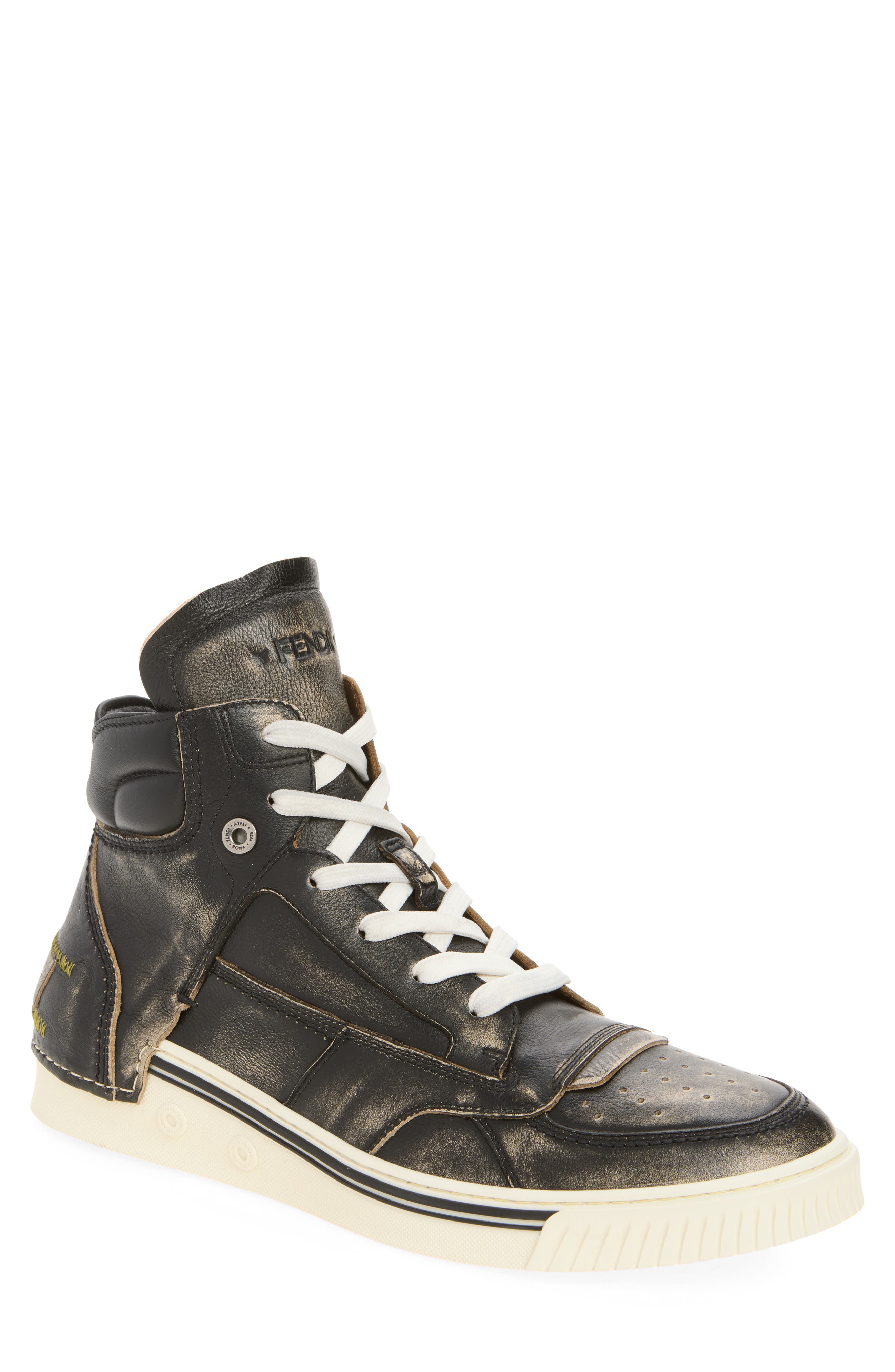 Fender Distressed High Top Sneaker, Main, color, NERO BEIGE NERO