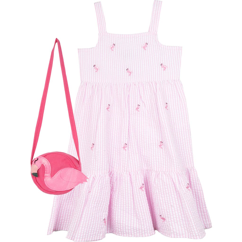 Shop Rare Editions Kids' Flamingo Seersucker Dress & Crossbody Bag Set