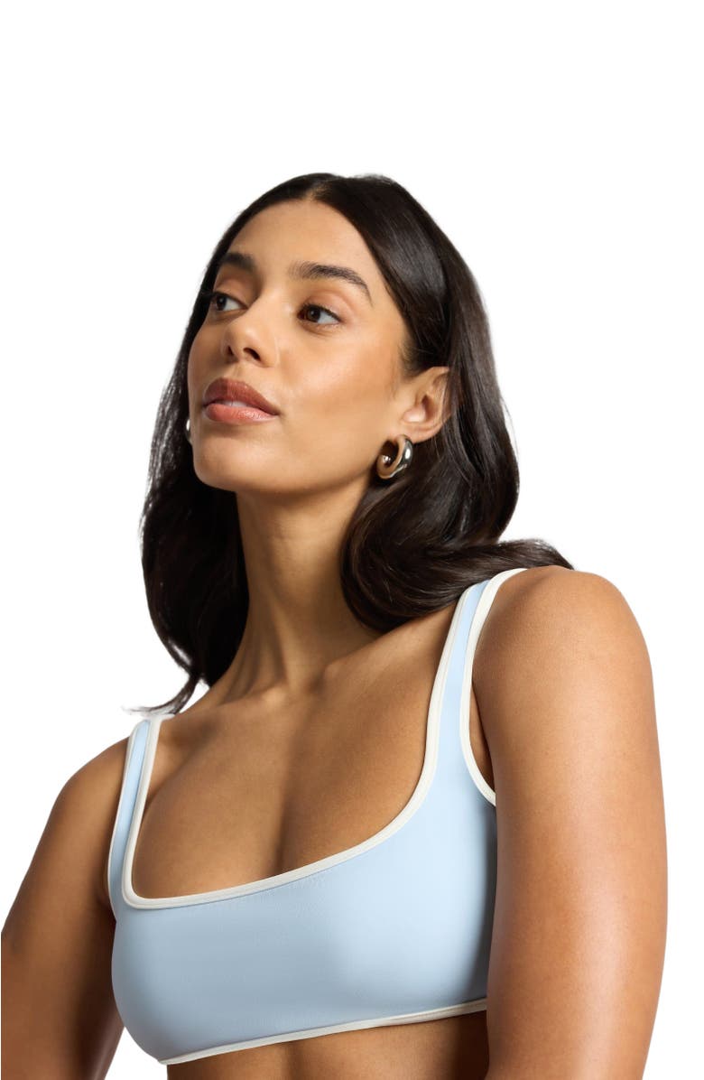 Onia Claire Square Neck Bikini Top, Alternate, color, Sky/White