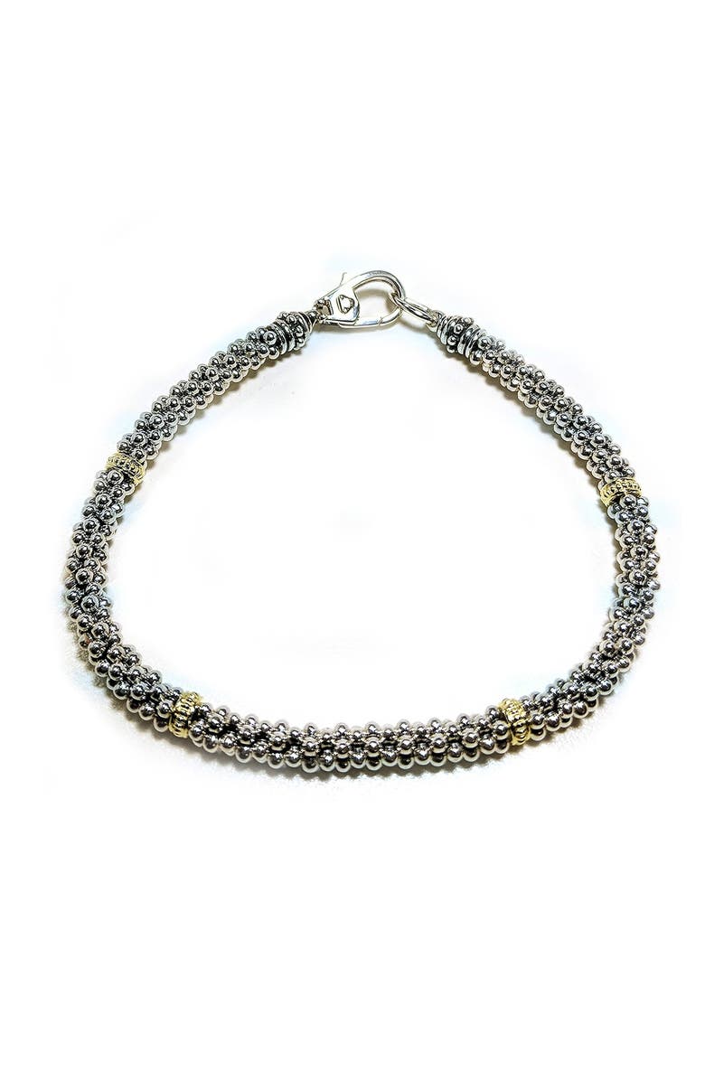 LAGOS Sterling Silver & 18K Gold Caviar Rope Bracelet, Main, color, 
