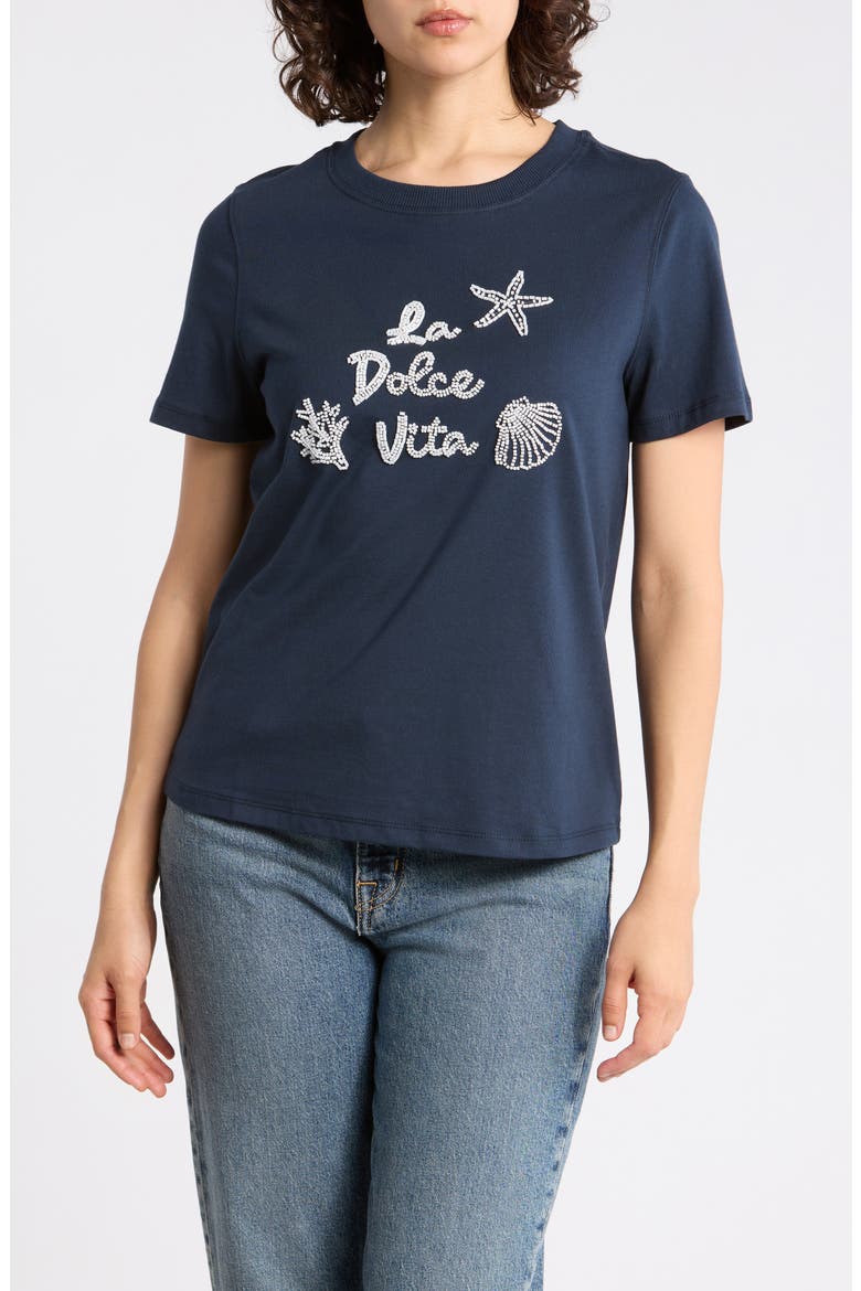 Beaded Screen T-Shirt, Main, color, BLUE