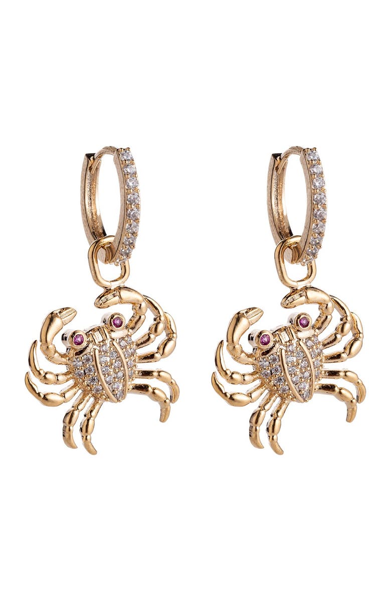 EYE CANDY LOS ANGELES Lydia Crab CZ Huggie Earrings, Main, color, Gold