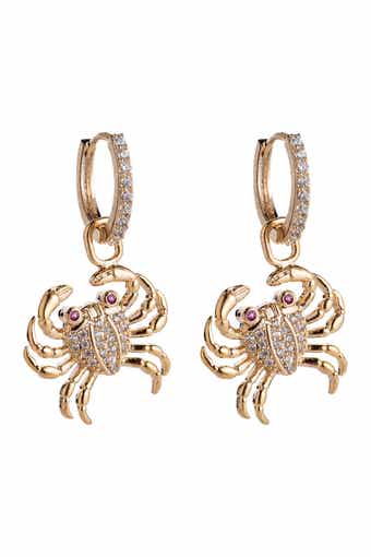 Lydia Crab CZ Huggie Earrings