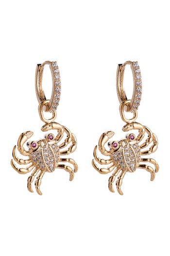 Eye Candy Los Angeles Lydia Crab Cz Huggie Earrings In Brown