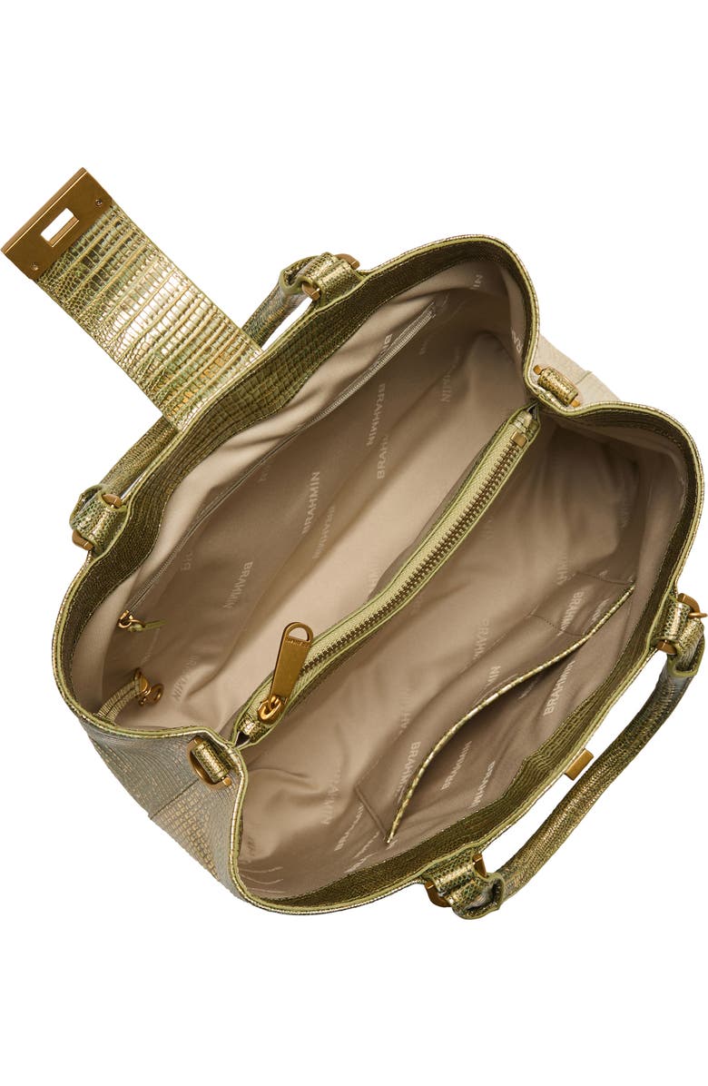 Brahmin Small Denise Embossed Leather Satchel, Alternate, color, Olive