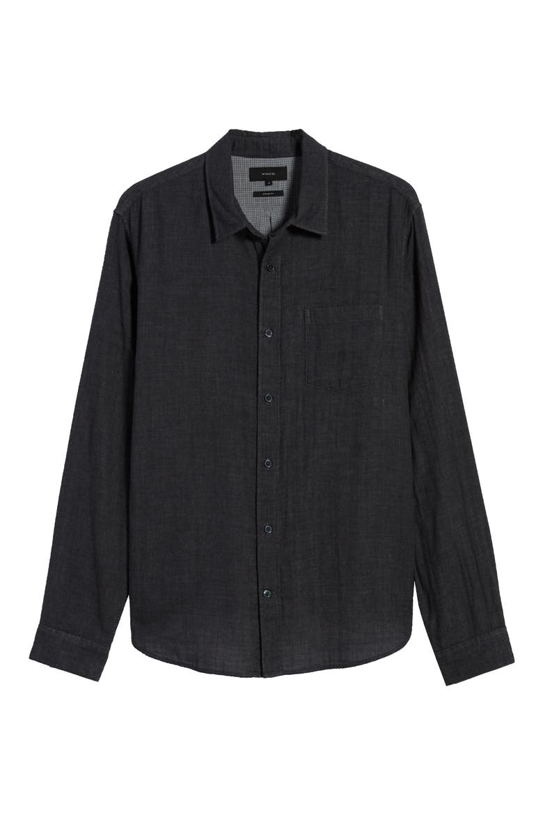 Regular Fit Double Face Button-Up Shirt, Alternate, color, H BLACK