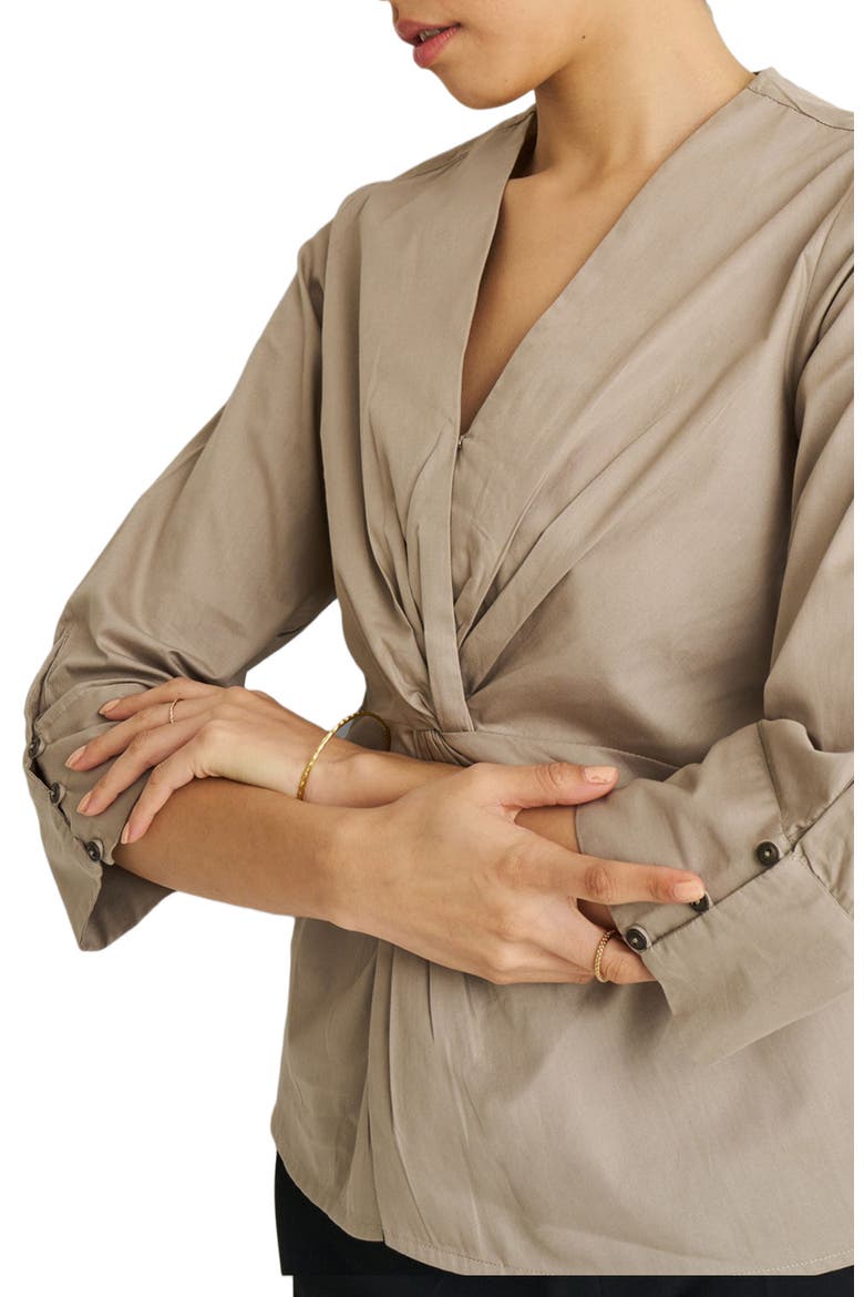 Front Twist Top, Alternate, color, Poplin Ecru