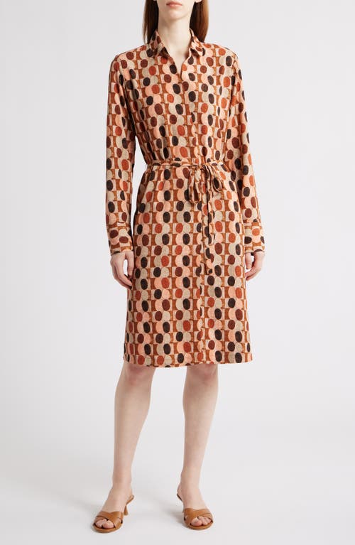 Nic + Zoe Nic+zoe Devon Circle Print Long Sleeve Belted Dress In Multi