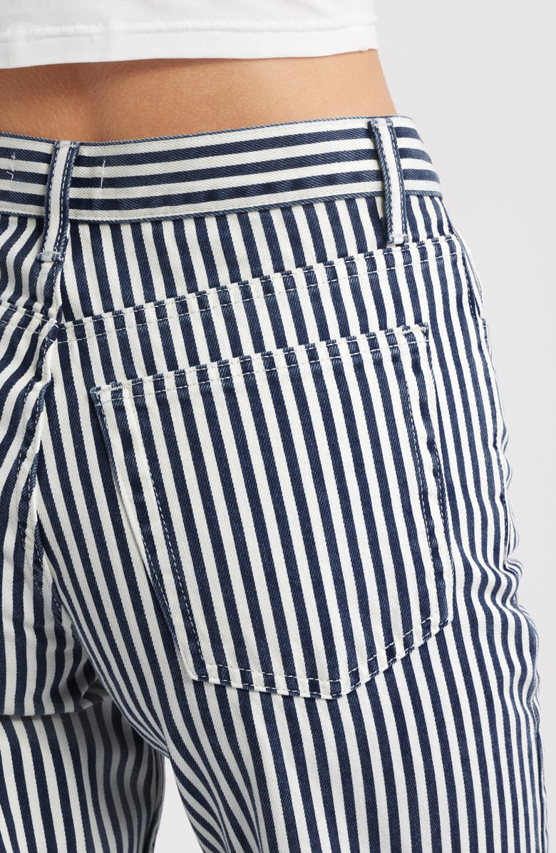 Topshop Stripe Crop Straight Leg Cotton Pants, Alternate, color, Medium Blue