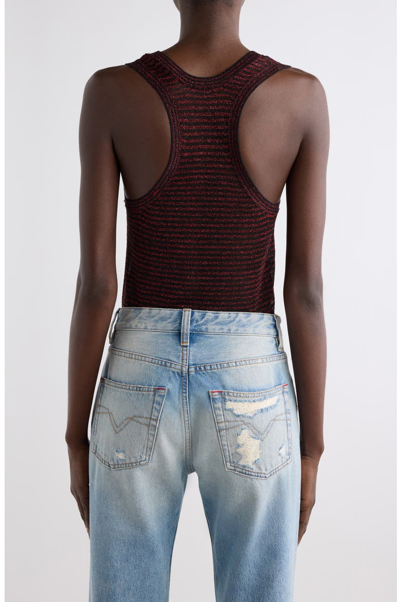 Cevara Metallic Knit Tank, Alternate, color, BLACK/ RED